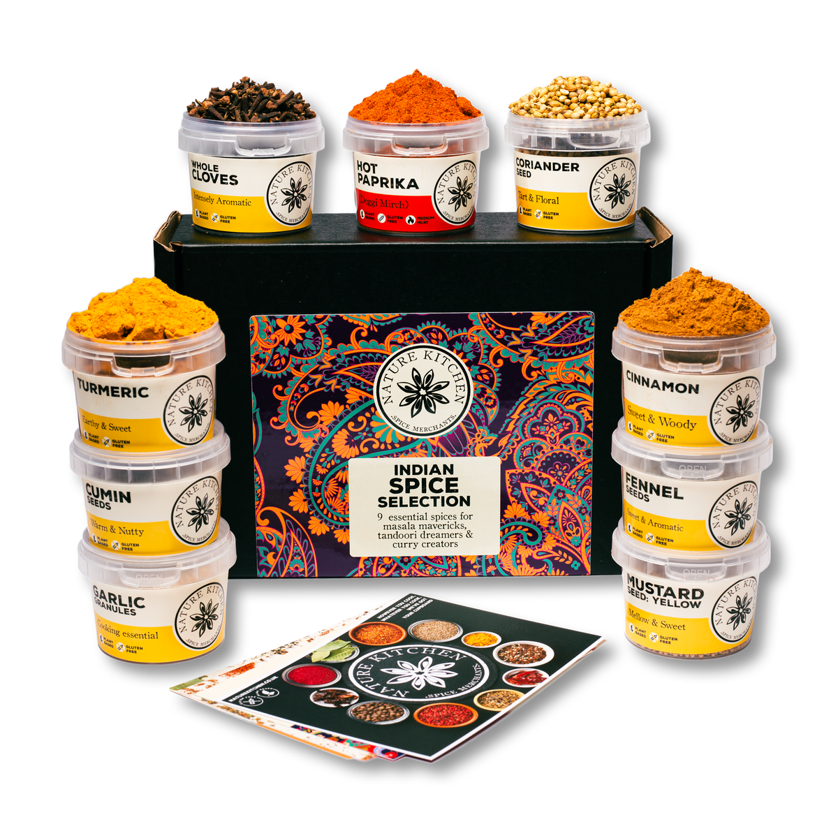 Indian Spice Selection Gift Box with 9 Spice Pots and Recipe Cards