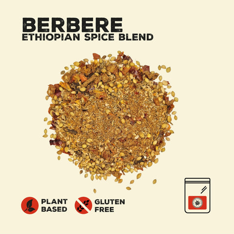 berbere Ethiopian spice in a pole on a cream back ground