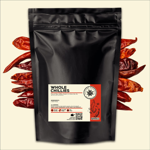 whole chillies in a black pouch