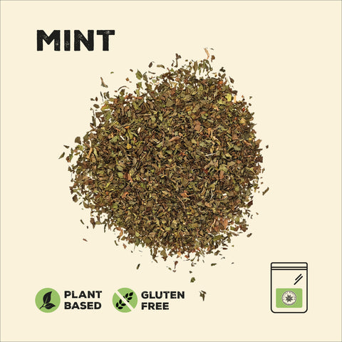 Dried mint leaves in a pile
