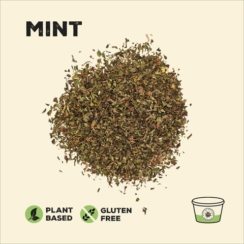 Dried mint leaves in a pile