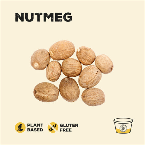 Whole nutmeg in a pile