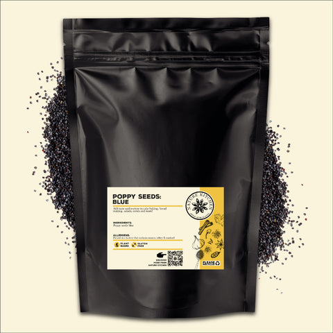 Blue poppy seeds in a bag