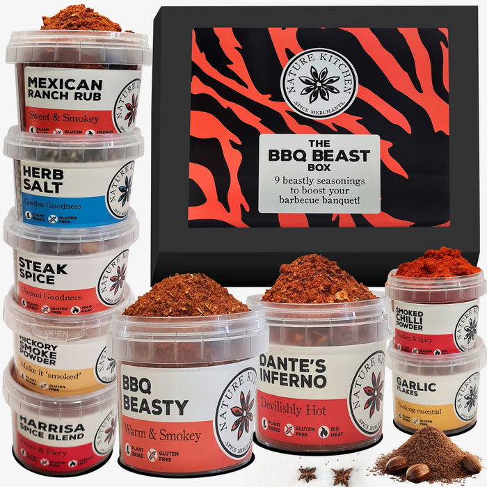 BBQ Beast Seasonings Rubs & Marinades Selection Gift Box 9 Spice Pots with Recipe Cards