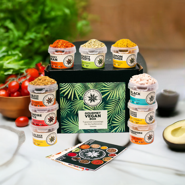 Gourmet Vegan Seasoning Selection Gift Box with 9 Spice Pots and Recipe Cards
