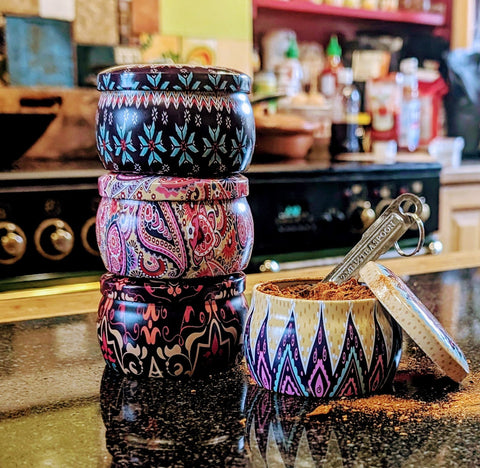 Set of Four Indian Spice tins