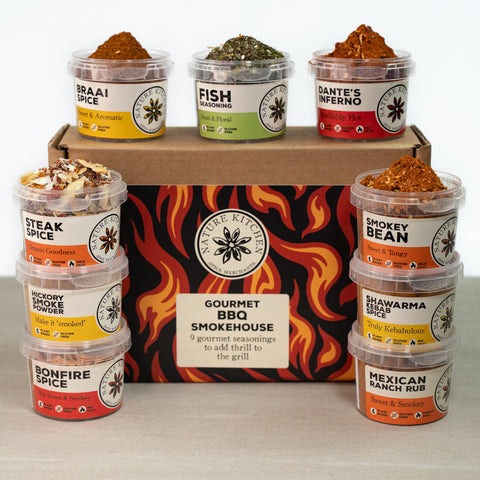Gift Box: Gourmet BBQ Smoke House Selection box 9 Spice Pots and Recipe Cards