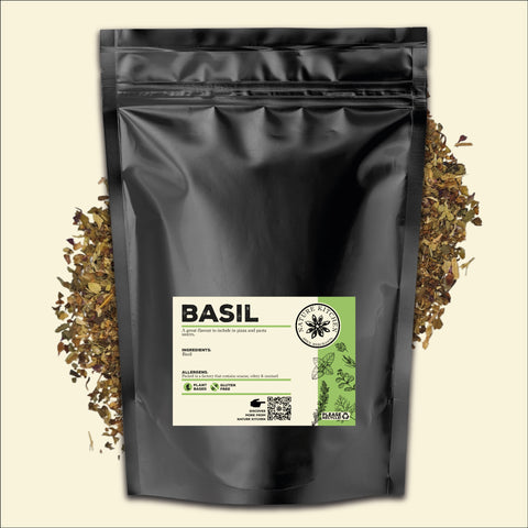 Dried basil in a bag