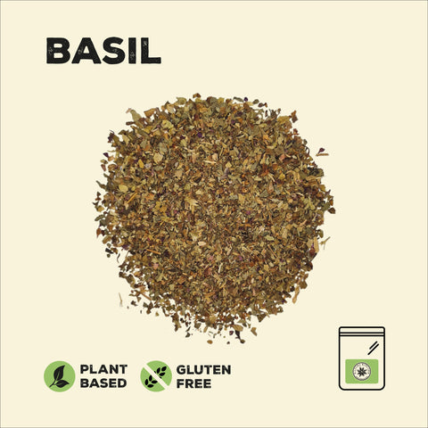 Dried basil in a pile