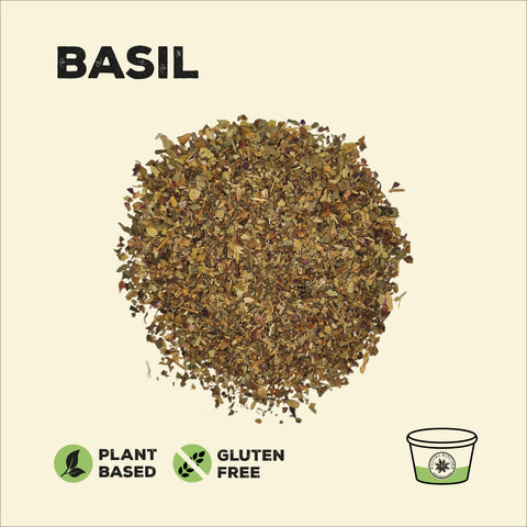 Dried basil in a pile