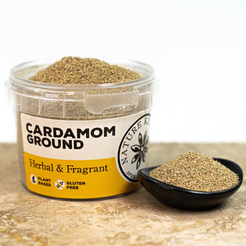 ground green cardamom in a pot