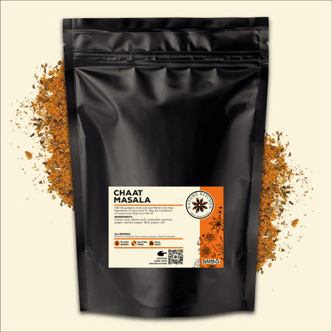 nature kitchen chaat masala in a black pouch