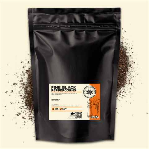 Fine black pepper in a bag