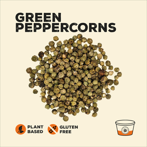 Green peppercorns in a pile