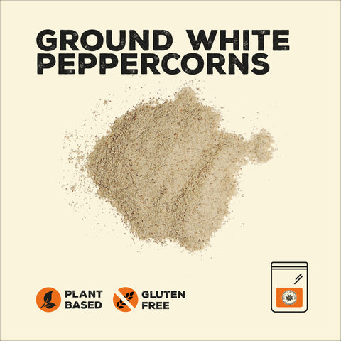 Ground White peppercorns in a pile