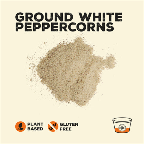 Ground White peppercorns in a pile