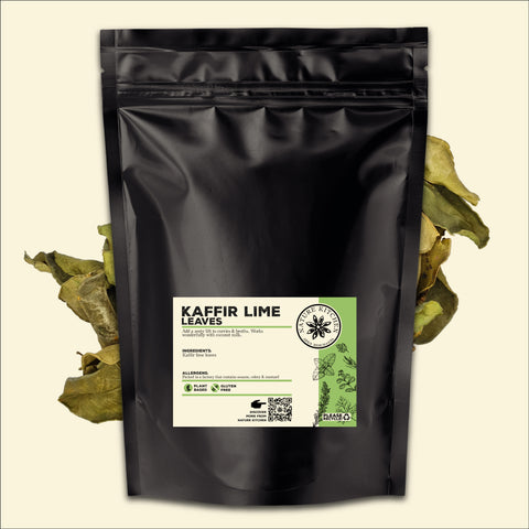 Kaffir lime leaves in a bag