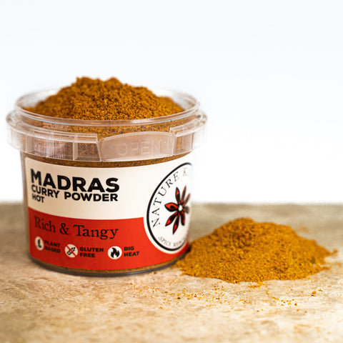 Madras hot curry powder in a pot