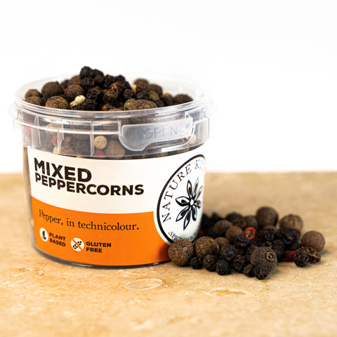 Mixed peppercorns in a pot