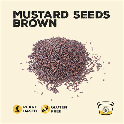 Brown mustard seeds in a pile