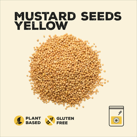 Yellow mustard seeds in a pile