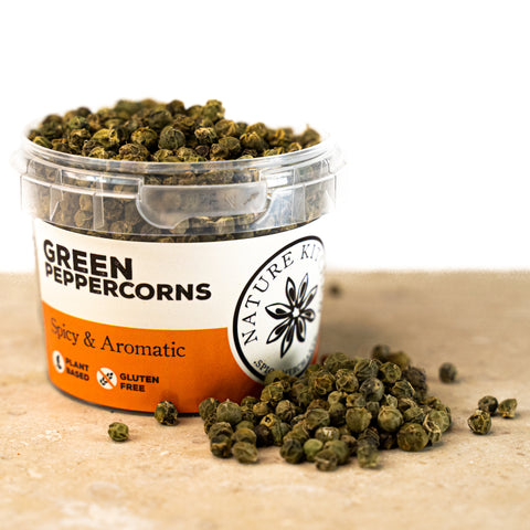 Green peppercorns in a pot