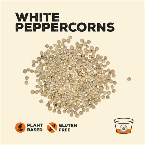 White peppercorns in a pile