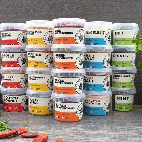 nature kitchen seasoning and  spice selections in pots